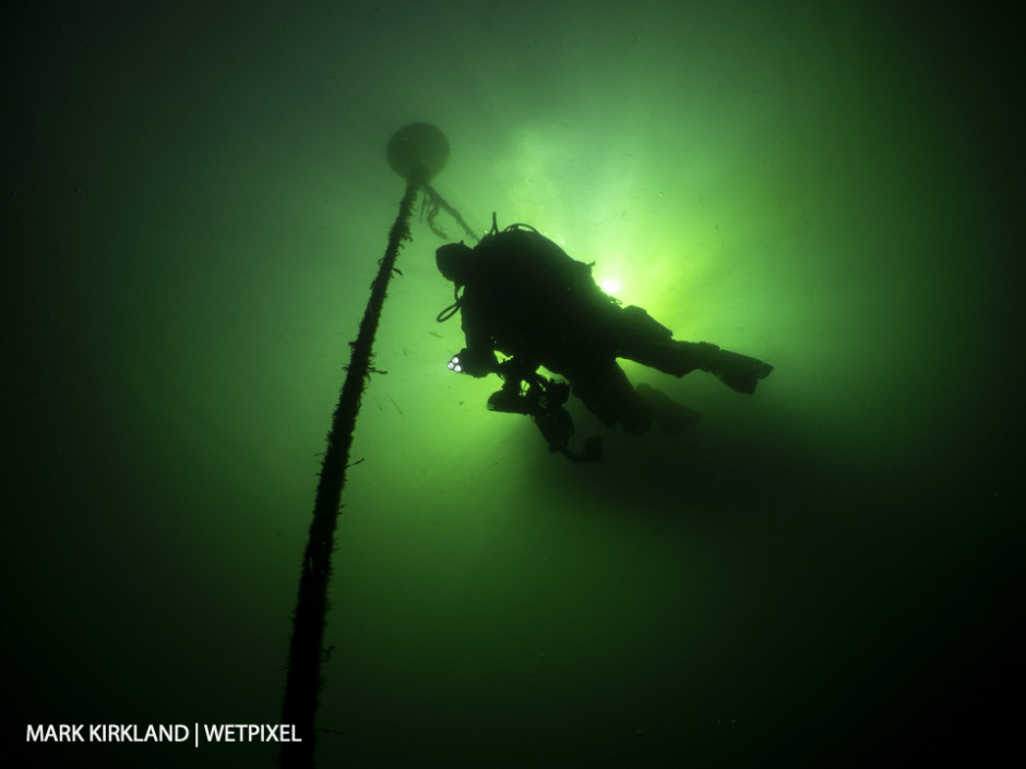 Descending to the wreck of the Breda, Ardmucknish Bay, Scotland.