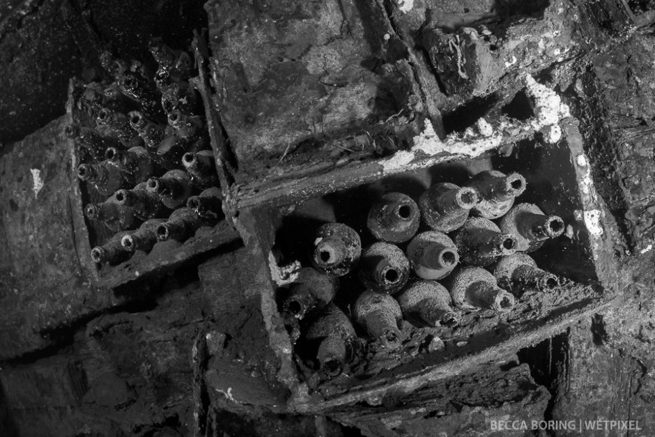 Sake bottles on Rio De Janeiro Maru, a passenger/cargo vessel turned Japanese submarine tender in 1940, and then in 1943 reclassified as a transport ship.