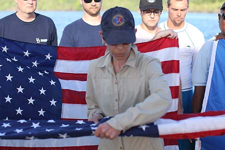 BentProp members dressing the flag